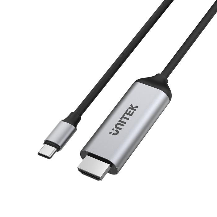 UNITEK 1.8m 4K USB-C to HDMI cable. Premium  Audio Video UltraHD. Gold Plated Connectors. Supports Max Res up to 4K@60Hz (4096X2160). Plug & Play. Grey Colour