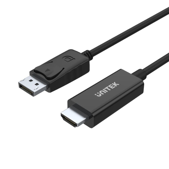 UNITEK 1.8m DisplayPort to HDMI Cable. Supports FHD up to 1920x1200 PC & HDTV up to 1080P. Audio & Visual Pass-through. Black Colour.