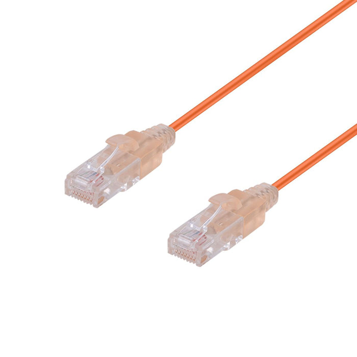 DYNAMIX 2m Cat6A 10G Orange Ultra-Slim Component Level UTP Patch Lead (30AWG) with RJ45 Unshielded Gold Plated Connectors. LSZH Outer Jacket. Supports PoE IEEE 802.3af (15.4W).