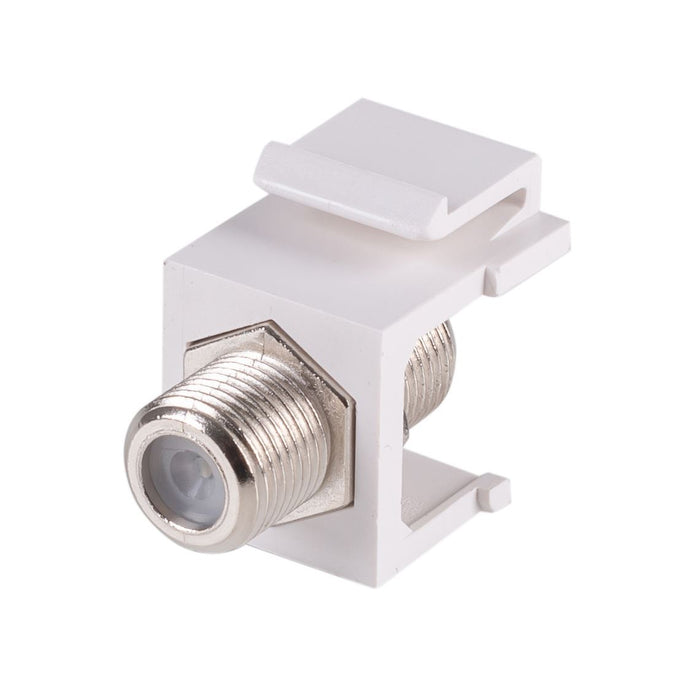 DYNAMIX F to F Keystone Adapter Female Connectors on the Front and Back. For use with Keystone Panels or Wall Plates.