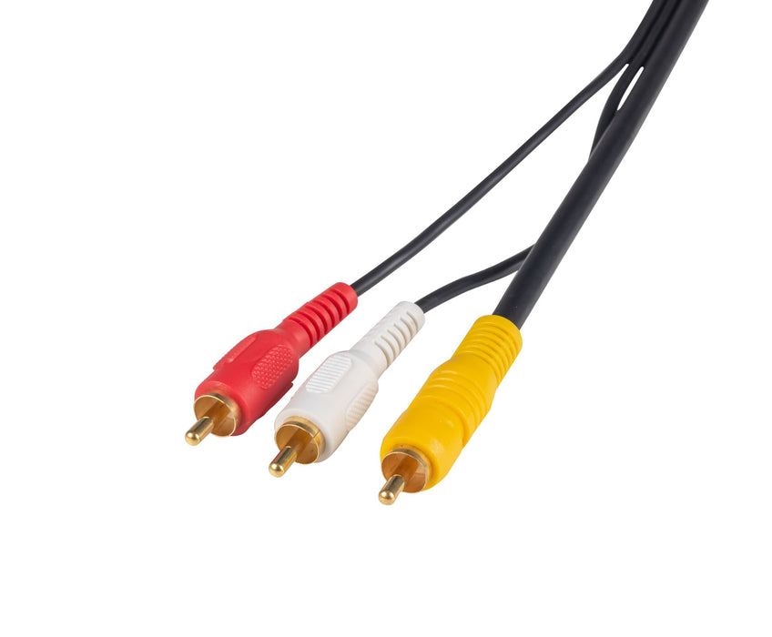 DYNAMIX 2m RCA Audio Video Cable, 4 to 3 RCA Plugs. Yellow RG59 Video, standard Red & White audio with gold plated connectors.