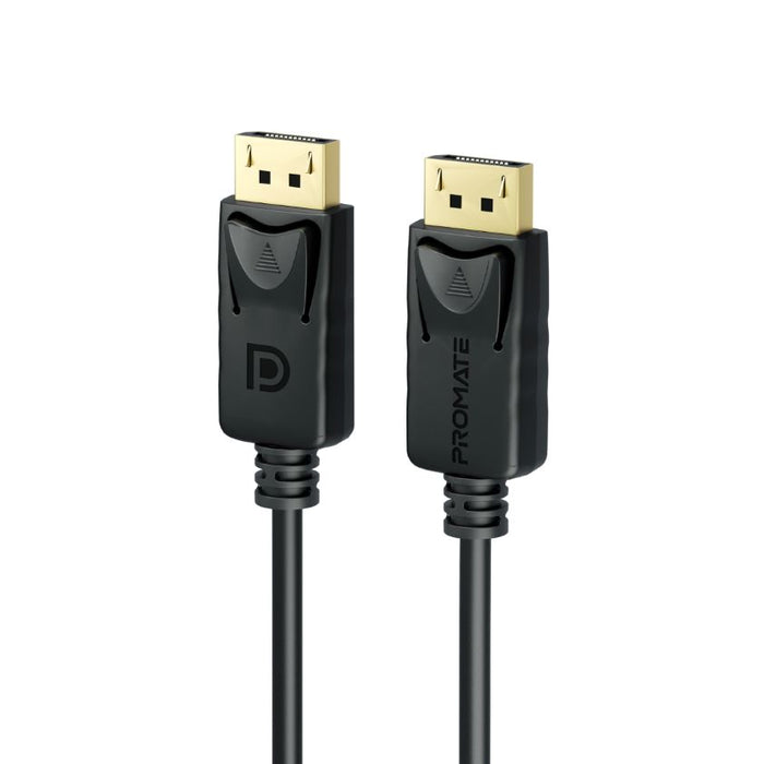 PROMATE 1.2m 1.4 DisplayPort Cable. Supports HD up to 8K@60Hz. Supports 32.4Gbps Data Transfer Speeds. Built-in Secure Clip Lock. Supports Dynamic HDR & 3D Video. Black Colour.