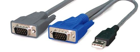 REXTRON 1.8m, 2-to-1 USB KVM Switch Cable. All in 1x HD DB15 Male to 1x USB Type-A & 1x HD DB15 Male.