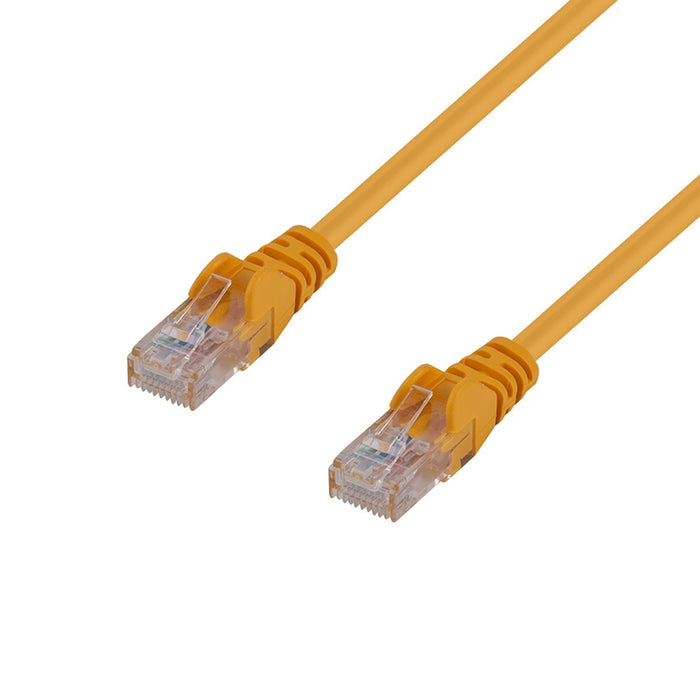 DYNAMIX 5m Cat6 Yellow UTP Patch Lead (T568A Specification) 250MHz 24AWG Slimline Snagless Moulding with Unshielded Gold Plate Connector.