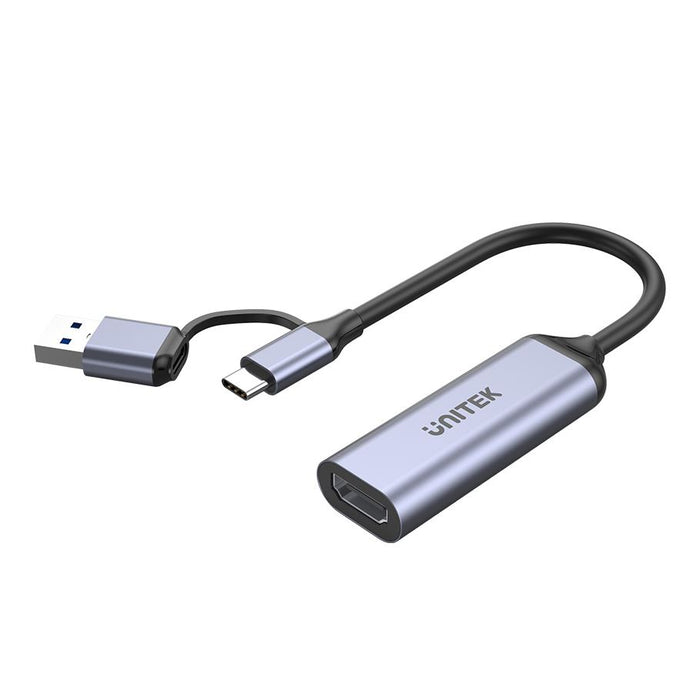 UNITEK HDMI to USB-C/A Video Capture Card. 60FPS for Streaming, Teaching, Video Conferencing or Live Broadcasting. Supports Res up to 4K@30Hz. Includes Both USB-C & USB-A Connectors. Space Grey.