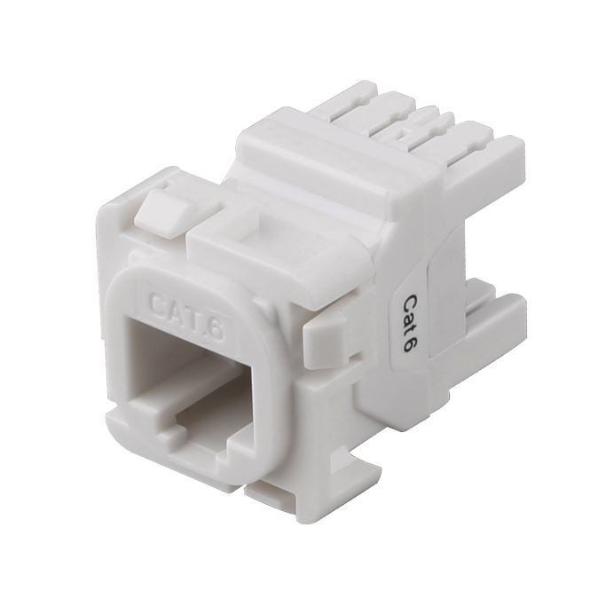 DYNAMIX Cat6 UTP AMDEX Style RJ45 Slimline Jack. T568A Wiring. 50 micron, 180 Jack. Accept 23-24 AWG Cabling. Colour White.
