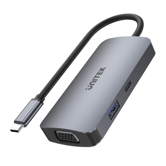 UNITEK 5-in-1 USB 3.1 Mulit-Port Hub with USB-C Connector. Includes 2x HDMI Ports, 1x VGA Port, Plus PD 100W. Supports Triple Display. HDMI UHD 4K@30Hz & VGA FHD 1080p@60Hz. Space Grey Colour.