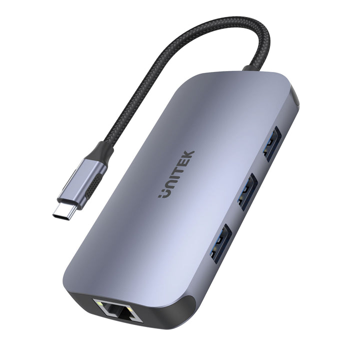 UNITEK 9-in-1 USB 3.1 Multi-Port Hub with USB-C Connector, Includes 3x USB- A Ports,1x USB-C Port,1x HDMI 4k@60Hz Port, Gb Ethernet, SD/Micro SD, Supports 100W PD. Space Grey Colour