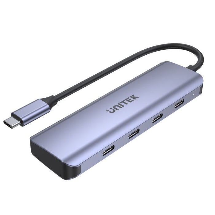 UNITEK 4-in-1 Multi Port Hub with USB-C Connector. Includes 4 x USB-C Ports. USB3.0 with a Data Trandfer Rate of up to 5Gbps. Backwards Compatible with USB 2.0/ 1.1. Plug and Play. Gray Colour