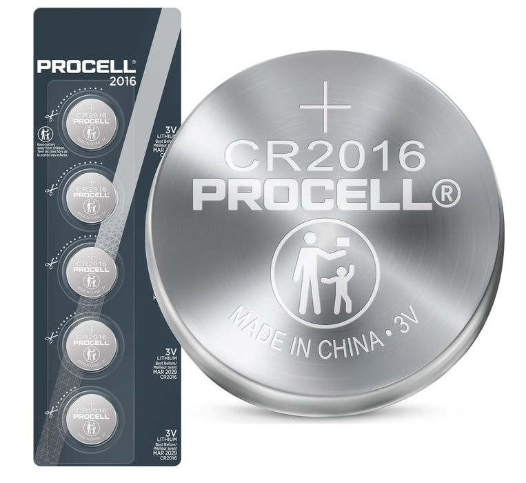 PROCELL Lithium CR2016 Coin Battery. Box of 20 (4x Strips of 5)