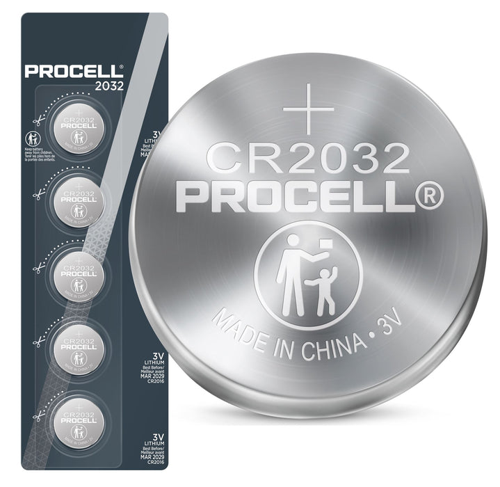 PROCELL Lithium CR2032 Coin Battery. Box of 20 (4x Strips of 5)