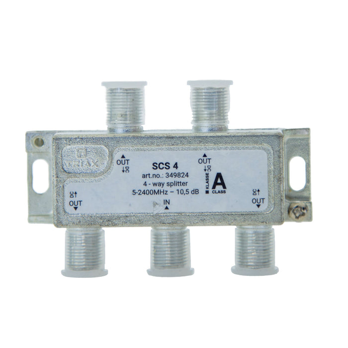 TRIAX RF 4-Way Splitter 5-2400MHz. All ports power pass - diode steered.