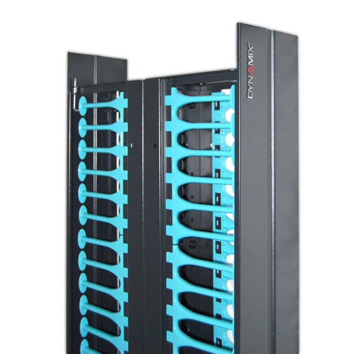 DYNAMIX Dual 150mm wide finger duct cable management Panels for RDF37U frame. Supplied with side panel.