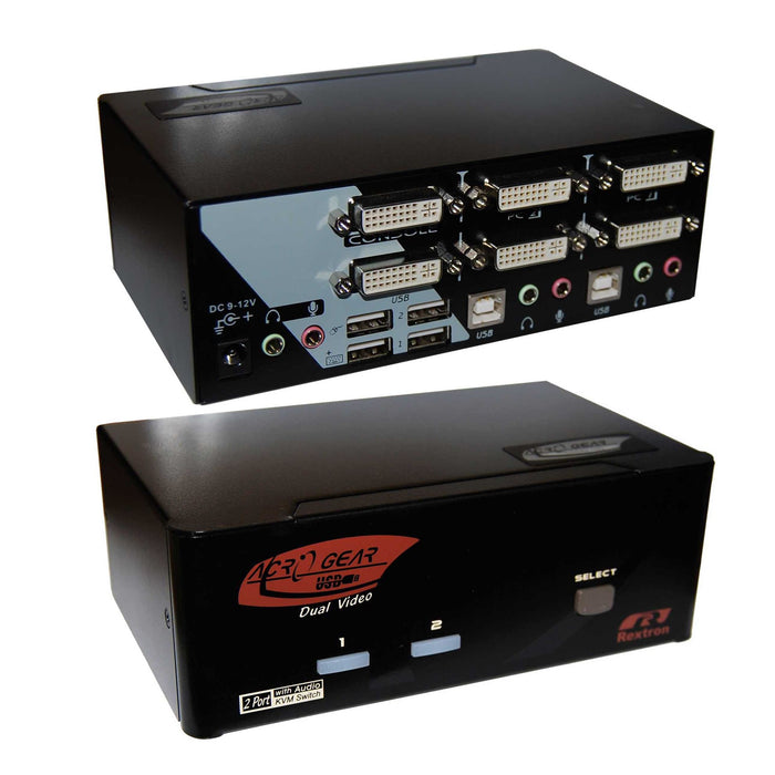 REXTRON 2 Port Dual-View DVI/USB KVM Switch with Audio,Colour Black.    CLEARANCE SALE SAVE UP TO 60%