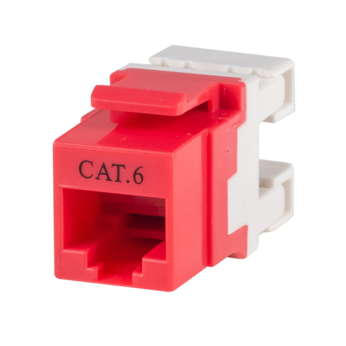 DYNAMIX Cat6 RED Keystone RJ45 Jack for 110 Face Plate T568A/T568B Wiring. 180 Slimline Jack.
