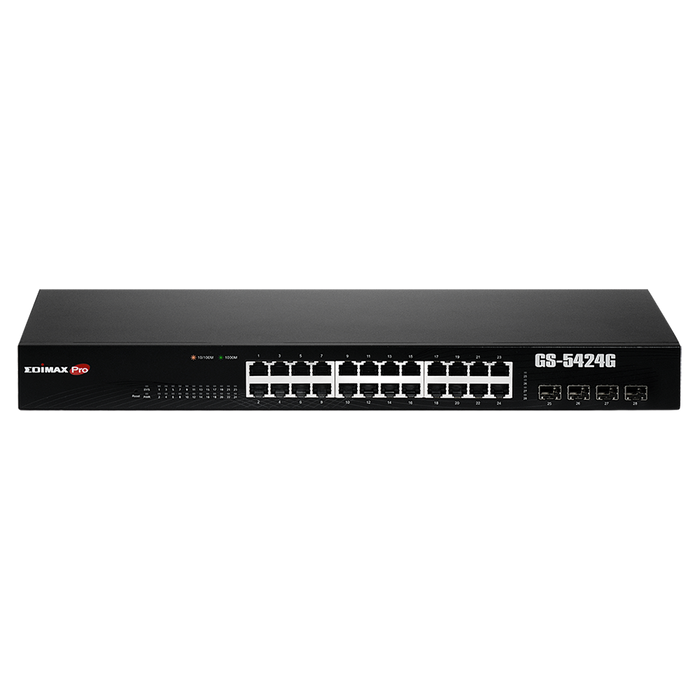 EDIMAX 24 Port Gigabit Long Range Web Smart Rack-mount Switch. With 4 SFP. Extended data delivery distance of up to 200m. Voice VLAN. DHCP Snooping. Array architecture. CLEARANCE SALE SAVE UP TO 36%