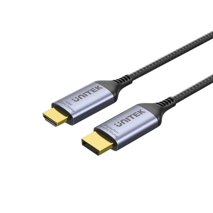 UNITEK 1.8M 8K 60Hz DisplayPort 1.4 to HDMI 2.1 Adpater Cable. Supports 8K Ultra HD Resolution (7680x4320), Plug & Play, Uni-directional Only (DP to HDMI), Nylon Braided Cable.