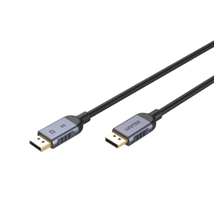 UNITEK 1m 8K DisplayPort V1.4 (UHD) Cable. Max Res 8K@60Hz. Supports up to 204Hz Refresh Rate, Bandwidth up to 32Gbps, Aluminium Alloy with Gold Plated Connectors.