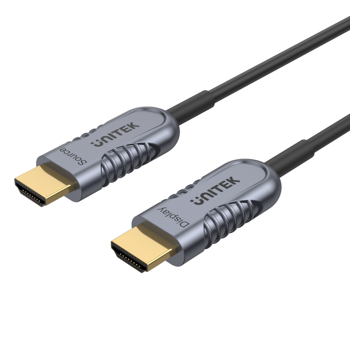 UNITEK 15M Ultrapro HDMI 2.1 Active Optical Cable. Color: Space Grey + Black.