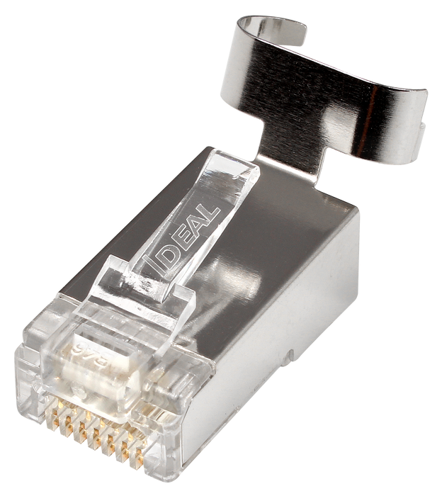 IDEAL INDUSTRIES CAT6A/6/5e STP RJ45 Push Through Plug (Staggered). Jar of 50. Compatible with 30-495