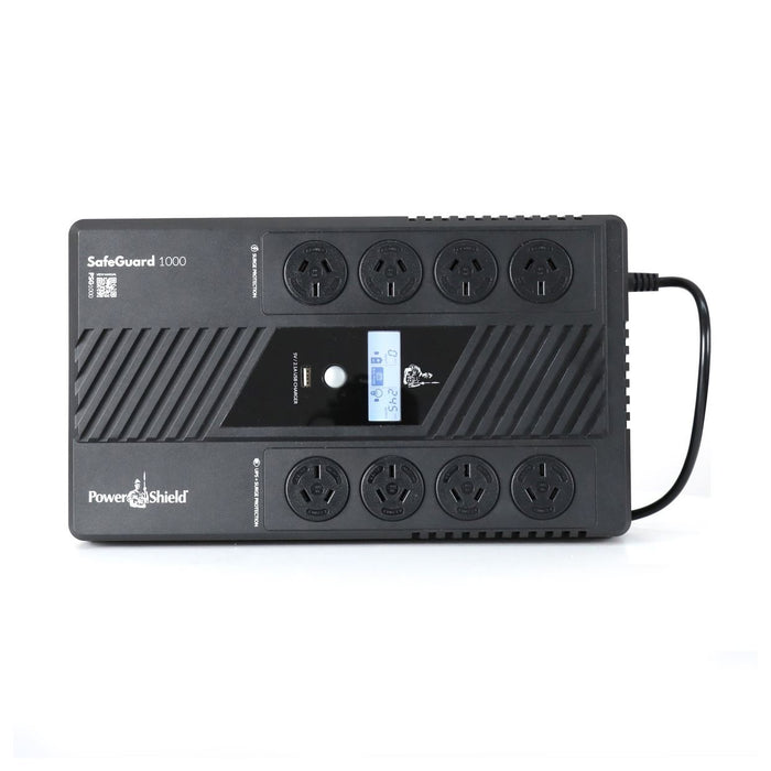 POWERSHIELD SafeGuard 1000VA (600W) Line Interactive UPS, 4 x NZ Battery Back Up and Surge Outlets, 4 x NZ Surge only Outlets