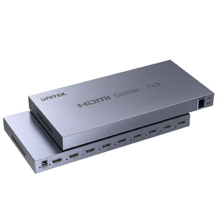 UNITEK 1-In-8-Out 4K HDMI 1.4 Splitter. Supports up to 4K@30Hz (UHD) Resolution (3840 x 2160) & Compatible for 480p, 720p, 1080i, 1080p. Power Adaptor Included.