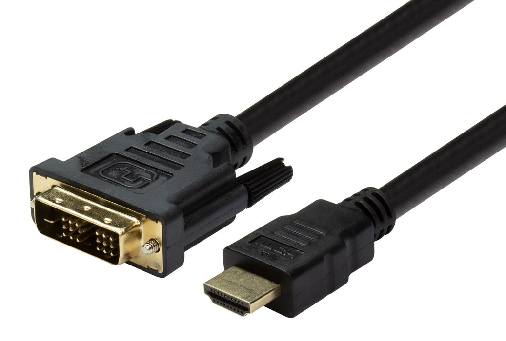 DYNAMIX 2m HDMI Male to DVI-D Male (18+1) Cable. Single Link Max Res: 1080P@60Hz, Bi-directional.