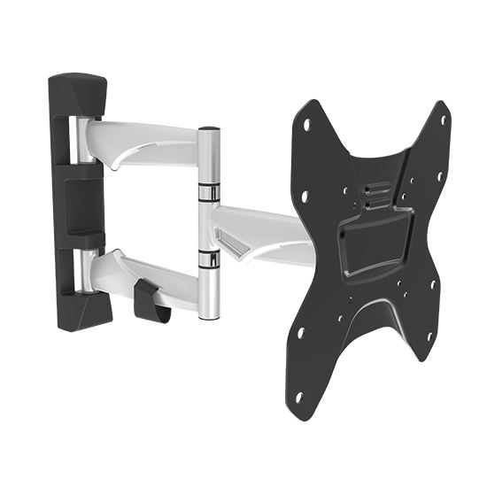 BRATECK 23-42" Full motion TV wall bracket. Tilt and swivel. Supports VESA 75x75,100x100,200x100,200x200. Max Load 30Kgs. Max arm extension - 410mm. Colour: Black. Curved Display Compatible.