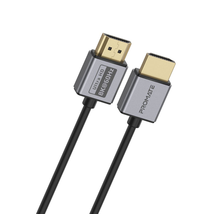 PROMATE 1.5M HDMI 2.1 Ultra HD Super Slim Audio Video Cable. Supports up to 8K@60Hz. Supports Dynamic HDR & eARC. Up to 48Gbps. Gold Plated Connectors. Black Cable.