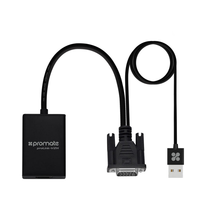 PROMATE VGA (Male) to HDMI (Female) Display Adaptor Kit with Audio. Supports up to 1920x1080@60Hz. Hassle-free Setup Plug-and-play. Supports both Windows & Mac. Black NEW YEAR SALE! Up to 25% OFF