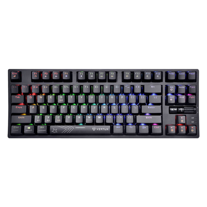 VERTUX HyperSpeed Mechanical Gaming Keyboard. RGB LED Backlit Keys. Built-in 2000mAh Battery. All Keys are Anti-Ghosting. Connects Wirelessly via Bluetooth or USB-C. NEW YEAR SALE! Up to 25% OFF