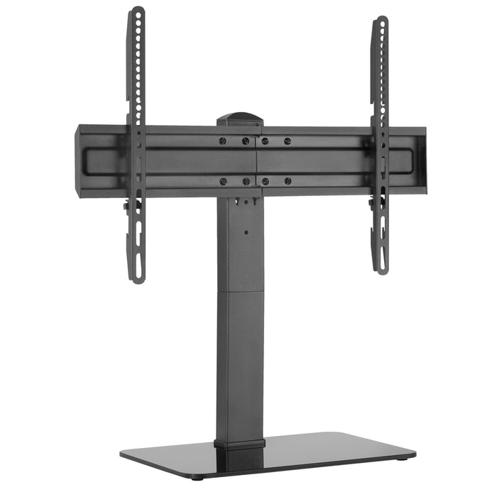 BRATECK 37-70" Tabletop TV Stand with Glass Base. Height Adjustable with Built-in Cable Management. Supports up to 40Kgs. Support VESA up to 600x400. Black.