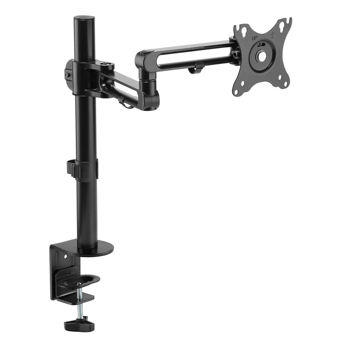 BRATECK 17-32" Single Monitor Desk Articulating Mount Arm Bracket. Free-Tilting Design, Desk Clamp ONLY, 360 Rotary VESA Plate. VESA 75x75, 100x100, Max Load 8kgs Built-in Cable Manage. Matte Black