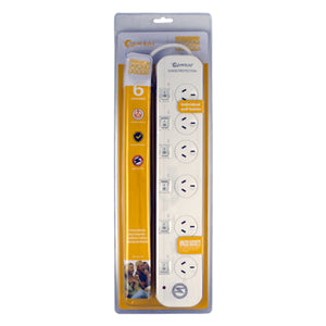 Sansai 6 Way Surge Powerboard with Individual Switches
