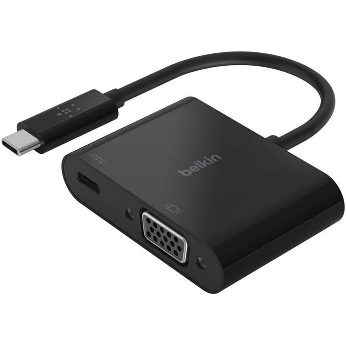 Belkin USB-C to VGA + Charge Adapter ( Supports HD 1080p ) Video Resolution 60W Passthrough Power for Connected Devices) MacBook Pro VGA Adapter