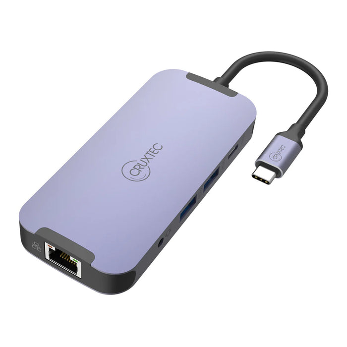 Cruxtec CMD09-SG USB-C 9-in-1 Mini Docking - 1x 4K HDMI 4K/60Hz   1x RJ45    2x USB3.0 1x USB-C 5Gbps/s   SD/TF Slot   Mic/Earphone