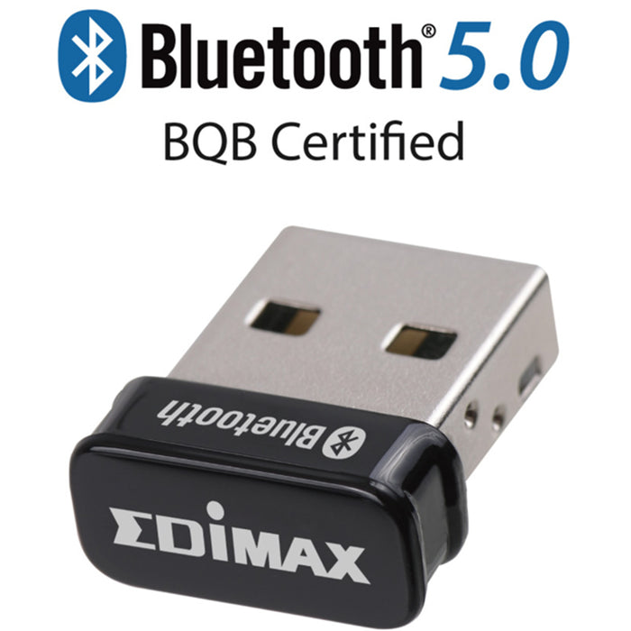 Edimax BT-8500 Bluetooth 5.0 Nano USB-A Ultra-Small Adapter - Pair Computer with Bluetooth Compatible Devices: Headphones Speakers Keyboard Mice & Much More - Max speed up to 3Mbps