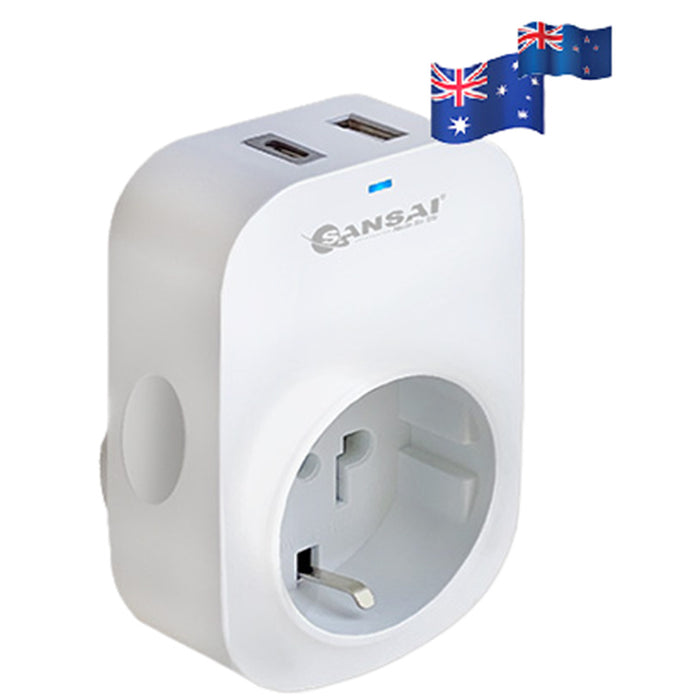 Sansai STV-607AC USB Travel Adapter - Other Countries to NZ / AU