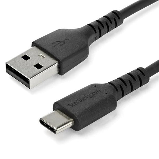 StarTech.com RUSB2AC1MB 1m USB A to USB C Charging Cable - Durable Fast Charge & Sync USB 2.0 to USB Type C Data Cord - Rugged TPE Jacket Aramid Fiber M/M 3A Black - Samsung S10 iPad Pro Pixel