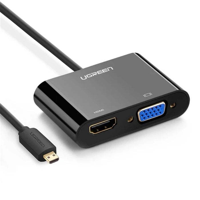 UGREEN UG-30355 Micro HDMI to HDMI + VGA Adapter 30cm (Black)