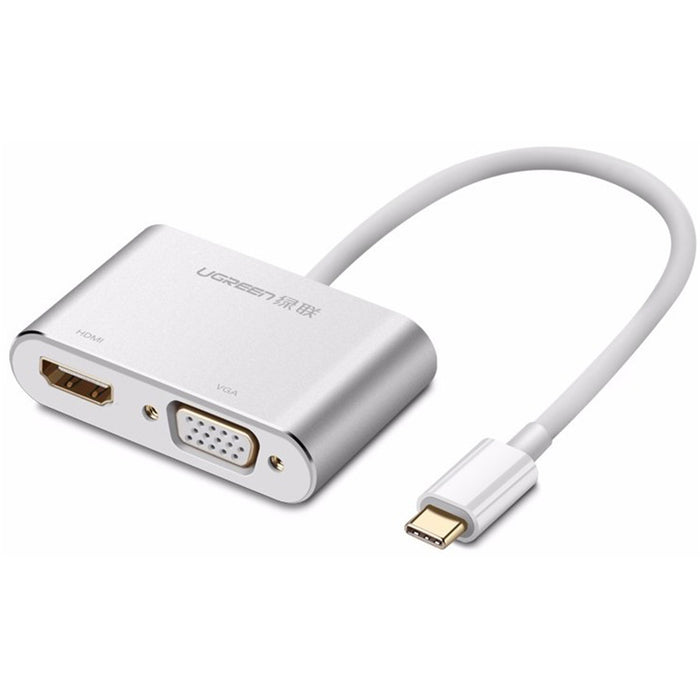 UGREEN UG-50505 USB-C to HDMI + VGA Adapter with PD (Silver)