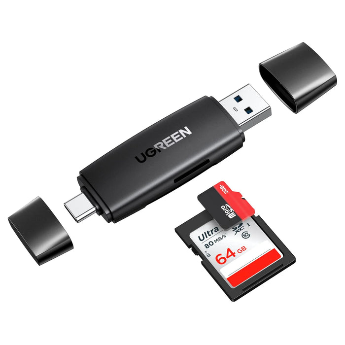 UGREEN USB-C +USB-A To TF/SD 3.0 Card Reader - For SD Micro SD SDHC SDXC MMC Card Compatible with MacBook Pro Air Mi Galaxy S20 iPad Pro 2020 Surface Pro Computer Laptop