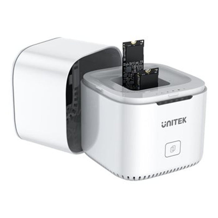 Unitek S1207A M.2 USB-C to PCIe/NVMe M.2   SSD Dual Bay Docking StationWithOfflineClone.USB3.2Gen210Gbps SuperSpeed. Includes 12V 2A Power Supply.