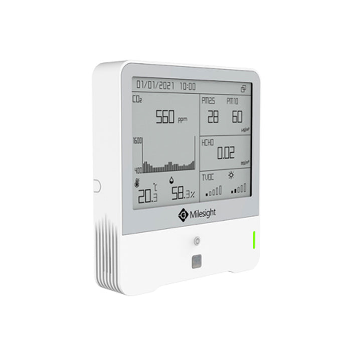 Milesight LoRaWAN 9 in 1 Indoor Ambience Monitoring Sensor - Temp, Humidity, PIR, Light, TVOC, Barometric Pressure, CO2, HCHO (Formaldehyde), PM2.5 and PM10165