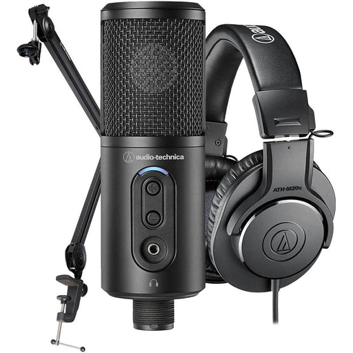 Audio-Technica ATCREATORPK Creator Pack - ATR2500X-USB + ATH-M20X + Boom Arm include a USB Microphone  stand and M20X headphones.