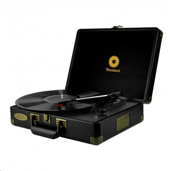 mbeat MB-TR89BLK Woodstock Retro Turntable Player - Black