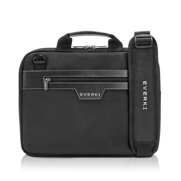 Everki EKB414 Business Laptop Briefcase up to 14.1" with Premium Leather Handles and Accents Memory Foam Protection Trolley Handle Pass Through 2-Way Shoulder Strap. Lifetime Warranty. Black Colour