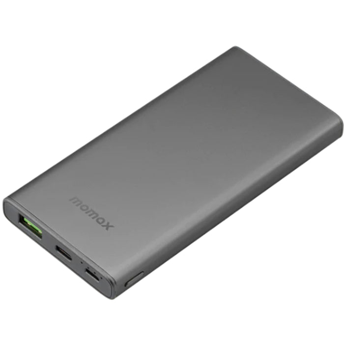 Momax 10000mah Fast Charging Ultra Slim PD 3.0 Power Bank - Grey Dual Output (USB-A & USB-C) - Up to +22.5W (PD3.0) Output - Slim & Metal Body Design - 37Wh - Built-in Safety Protection (Overheat / Over-Charge / Short-Circuit / FOB Protection)