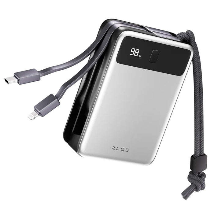 Zlos 20000mAh 65W QC Portable Laptop Power Bank Built in Cables - Reach Up to 100w - 3x Output Ports - 2 USB-C In / Out Port - 1 USB-A Output Port - Trip Safe - Support Low Current Mode - Self Charging in 2.5 Hours