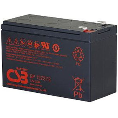 CSB BAT12V7A 12v 7.2Ah 25W General Purpose Security Battery for Alarm Systems Up to 5 years in Standby Service or more than 260 Cycles at 100% Discharge in Cycle Service F1 Terminal - Not Suitable for UPS